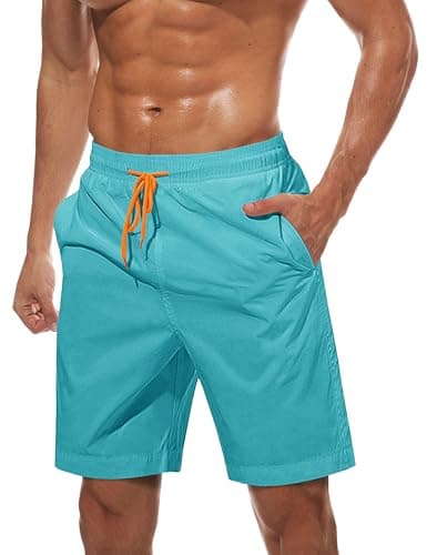 Image of TACVASEN Swim Trunks Men Quick Dry Beach Shorts with Pockets Summer Water Sports Shorts Mens Board Surf Shorts Surfing Boardshorts Sky Blue