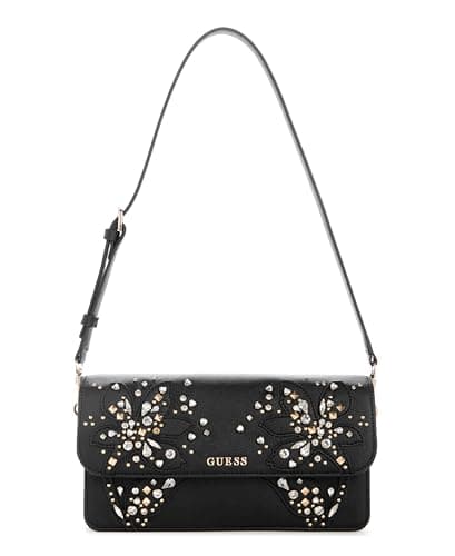 Image of GUESS Sadie Flap Shoulder Bag, Black, One Size, Sadie Flap Shoulder Bag