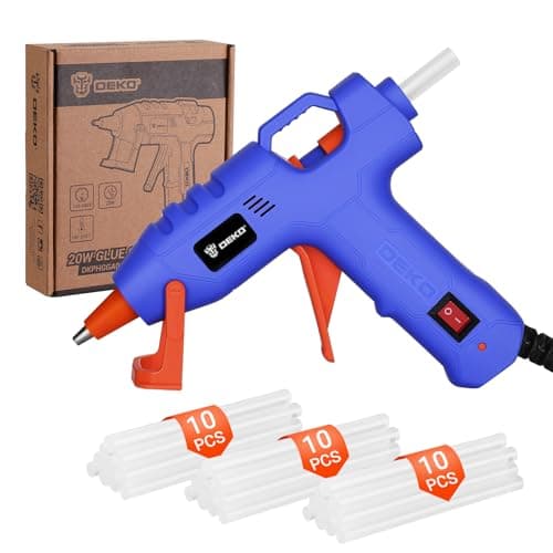 Image of Mini Hot Glue Gun: DEKO 20W Hot Glue Gun with 30 pcs 7 mm x 100 mm Glue Sticks for School Projects, Hobbies, Crafting, DIY, Arts & Home Repairs on Wood, Fabric, Plastic & More Blue-Orange