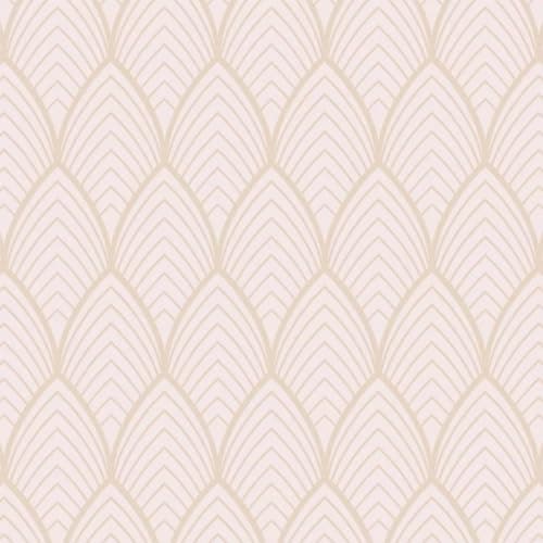 Image of Bercy Blush - Metallic Rose Gold Wallpaper - Geometric Patern - Paste The Wall Art Deco Vinyl Washable Slightly Textured