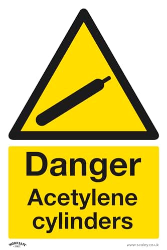 Image of Sealey Danger Acetylene Cylinders - Warning Safety Sign - Rigid Plastic - SS63P1