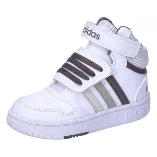 Image of adidas Unisex Kids Hoops Mid Shoes, Cloud White/Orbit Grey/Putty Grey, 5.5 UK Child