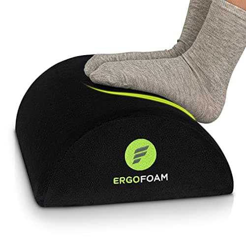 Image of ErgoFoam Under Desk Foot Rest (Tall) - Large Velvet Soft Foam Footrest for Back, Lumbar, Knee Pain - Most Comfortable Desk Foot Rest in The World - Foot Stool Rocker (Black)