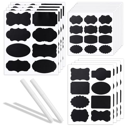 Image of Jam Jar Self-Adhesive Labels, 160pcs Chalk Labels With 2 Pens - Black Pantry Stickers for Spice Containers, 16 Sheets Reusable Kitchen Bottle Blackboard Stickers for Honey, Chutney, Food