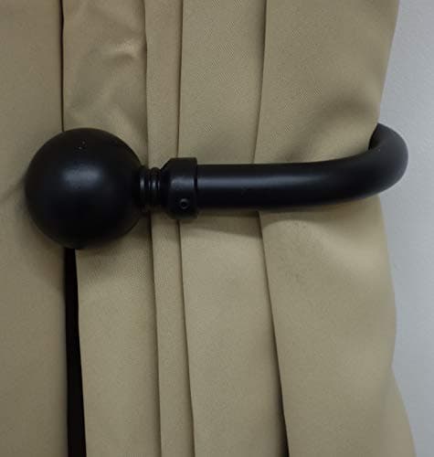 Image of Home Harmony Decorative Curtain Holdbacks Wall Mounted Curtain Tie Backs Pack of 2 Availablie in Black or Silver (Black, Plain Ball)