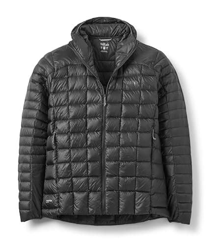 Image of Rab Men's Mythic Alpine Light Jacket - Down Insulated Water-Resistant Windproof Hooded for Hiking, Climbing, & Mountaineering - Black - Medium