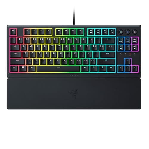 Image of Razer Ornata V3 Tenkeyless - Compact Low Profile Gaming Keyboard (Mecha-Membrane Switches, UV-coated Keycaps, Backlit Dedicated Media Keys, Magnetic Soft-Touch Wrist Rest) US Layout | Black