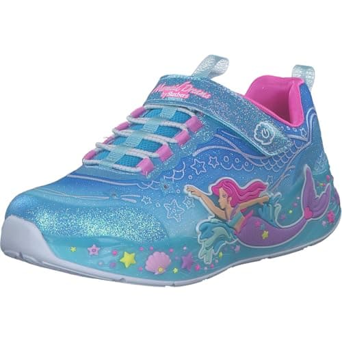Image of Skechers Girl's Mermaid Dreams Sneakers, Blue Sparkle Mesh/Multi Trim, 3 UK Child