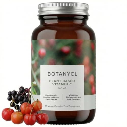 Image of Botanycl Vegan Vitamin C with Bioflavonoids - As Seen on Dragons' Den - 200mg Plant-Based Formula - 60 Capsules - 1 Month Supply - Immune Support, Skin Health, Energy - No Fillers