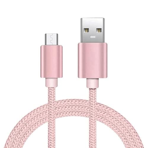 Image of iTechCover Braided USB Cable Charging Cord/Charger Power Lead Wire Compatible with Logitech H600 Wireless Bluetooth HEADSET/Rose Gold / (2m / 6.6ft)