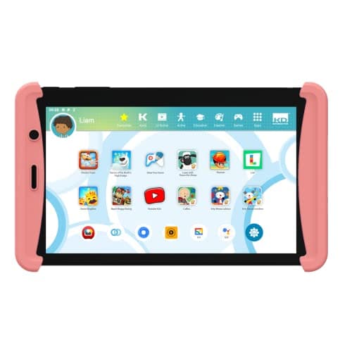 Image of KURIO C21171 Tab Lite 2 Pink Android Tablet for Children, 7 Inch Touch Screen, 16 GB Memory, Camera, 40+ Apps, Child Lock, Protective Case, Learning Computer, Children's Tablet, Laptop Toy Ideal for