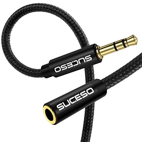 Image of SUCESO Headphone Extension Cable 3M Aux Stereo Jack Lead 3.5mm Male to Female Audio Cable Earphone Extender Cord Compatible With Laptop PC iPhone iPad Tablet Headset TV PS4 Speaker Smartphone-Black