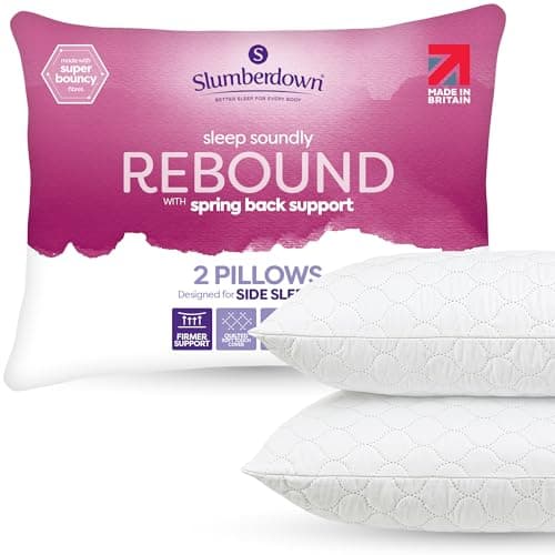 Image of Slumberdown Pillows 2 Pack Hotel Quality – Firm, Plump Hypoallergenic Pillows for Back & Side Sleepers, Sleep Better. Feel Better