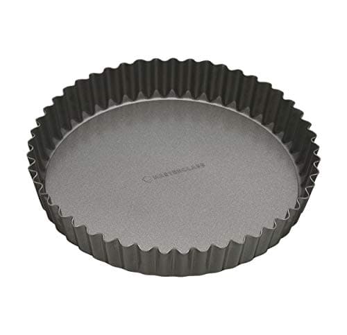 Image of MasterClass Non-Stick Loose Tart and Quiche Tin with PTFE, PFOA and BPA Free Non Stick, Robust 1mm Thick Carbon Steel Fluted Carbon Steel, Round 25cm (10"), Grey