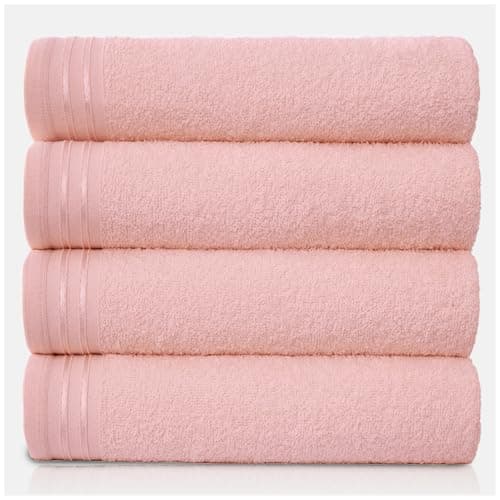 Image of GC GAVENO CAVAILIA Large Towels Bath Sheet - Highly Absorbent Egyptian Cotton Towel Set - 4 Pack Extra Soft Blush Pink - Quick Dry Sheets - 450 GSM Washable Towels, 75 X 135 Cm