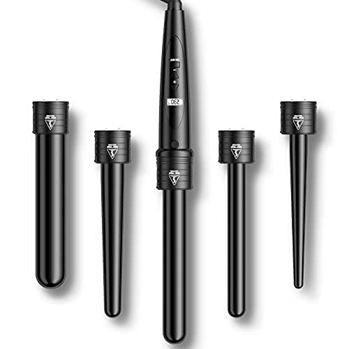 Image of Hair Curling Wand Tongs for Long Hair Iron Set 9mm-32mm 5 in 1 PTC Ceramic Barrels LCD 80°C-230°C Temperature Control Multi Stylers with Silicone Gloves
