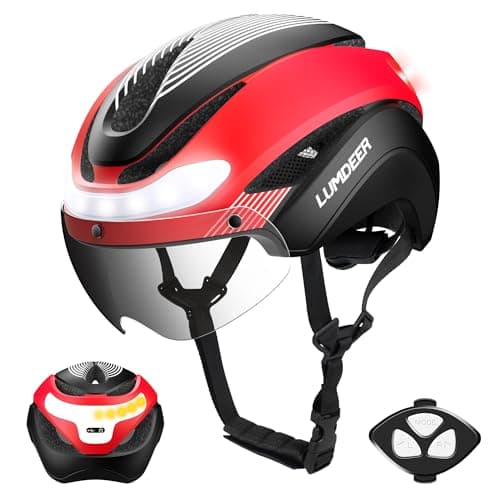 Image of LUMDEER Bike Helmet for Adults Men and Women – Cycle Helmet with Lights Front and Back, Turn Signals & Brake Light, Photochromic Visor, Urban Commuter Cycling Helmet for E-Scooter & E-Bike