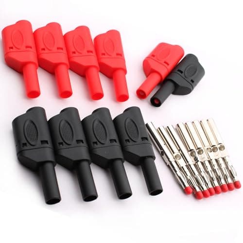 Image of RUNCCI-YUN 10Pcs Insulated 4mm Banana Plug Multimeter Test Leads with Banana Jack Adapters for DIY Solder Stackable Connectors