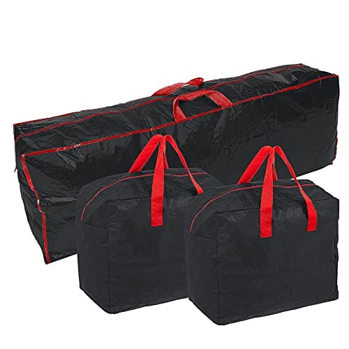 Image of Ram® BLACK 3 Piece Large Christmas Tree Storage Bags With Zip, Waterproof, Includes 2 Decoration Bags