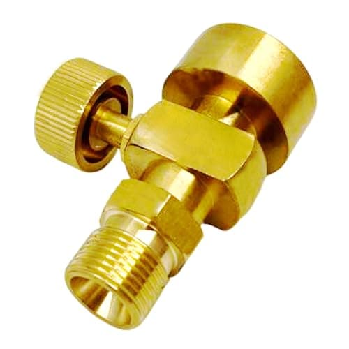 Image of MENSI 1LB Mapp Bottle Propane Adaptor with Valve CGA-600 Female to CGA-200 MC Acetylene Regulator Thread Male Valve Kit