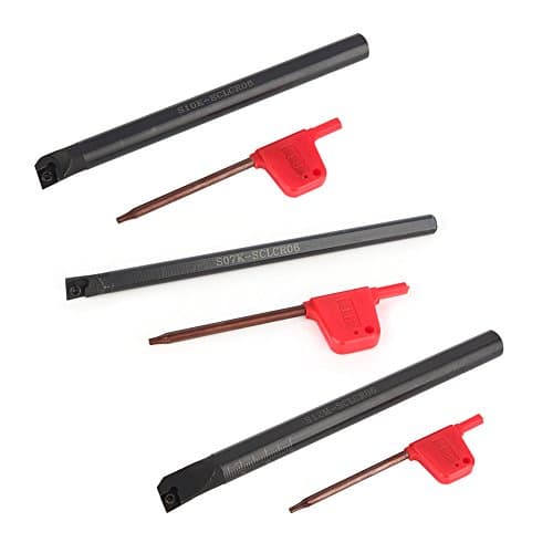 Image of SCLCR Lathe Boring Internal Turning Bar Holder, CNC Lathe Tool Holder with 10 Pcs CCMT0602 Inserts and 3 Wrenches, Right Hand 95° Lead Angle for Precision Machining