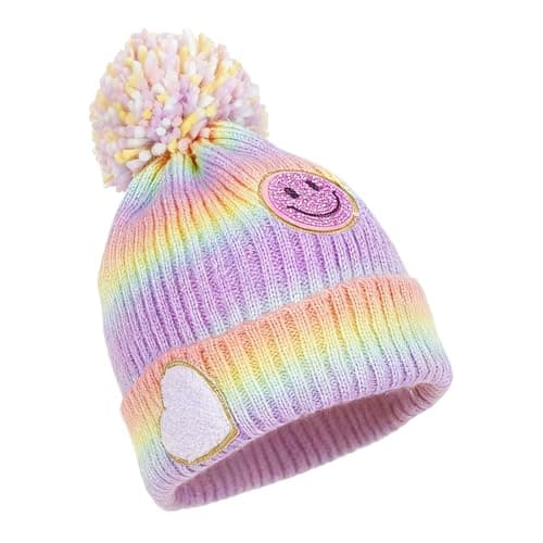 Image of PinkSheep Kids Winter Hat Warmth Girls Beanie Hat with with Decorative Accessories, Soft Feel Knitted Hat for Kids Ages 4-14, Fashion Girls Accessories (UK, Age, 7 Years, 14 Years, Rainbow)