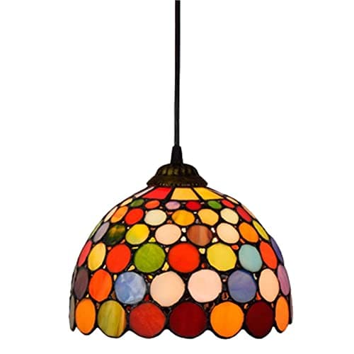 Image of Pendant Lights Splicing Glass Vintage Style Stained Glass Hanging Lamp Modern Colorful Ceiling Hanging Light For Living Room Dining Room Bedroom