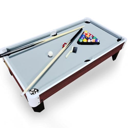 Image of OYE 40 Inch Pool Table Top, 3.5FT Mini Pool Table Top, Small Wooden Snooker Tabletop, Billiards Tabletop Set with Full Accessories (Gray)