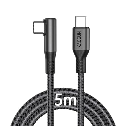 Image of XAOSUN USB C to USB C 5M, 240W PD 3.1 Type C Charger Cable 90 Degree,Fast Charging USB C Data Cable (48V/5A),E-Marker 2.0 Chip for iPhone 17/16,MacBook,iPad,Laptop,Samsung Galaxy S23+,Pixel,Switch