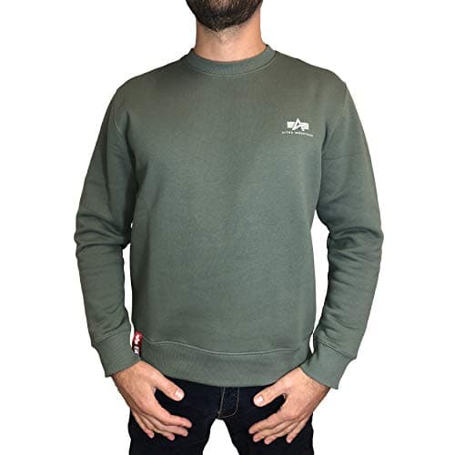 Image of Alpha Industries Basic Sweater Small Logo Sweatshirt for Men Vintage Green