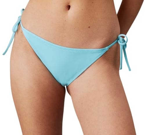 Image of Calvin Klein Women's String Side Tie Nylon Sport Bikini Bottoms, Blue (Blue Punch), M