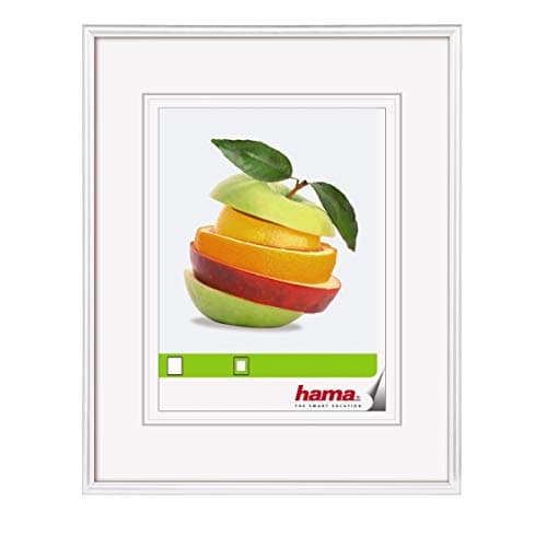 Image of Hama Sevilla Picture Frame, 13 x 18 cm with Paper Mount 9 x 13 cm, High Quality Glass, Plastic Frame, Hanging and Standing, White