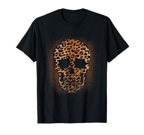 Image of Leopard Skull Men Women Cheetah Animal Print-Bleach T-Shirt