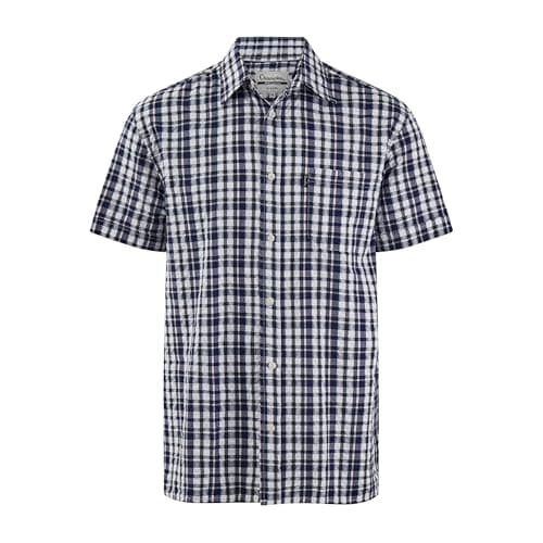 Image of Champion Check Shirt Short Sleeve Chest Pocket Seersucker Mens M-5XL Croyde (UK, Alpha, 3XL, Regular, Regular, Green)