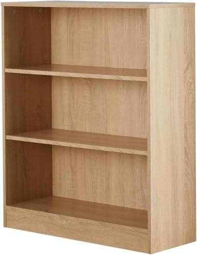 Image of Home Source Large Bookcase, Tall Open Adjustable Shelves, Display Storage Cabinet, 6 Tier, Oak Effect
