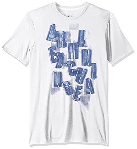 Image of AX Armani Exchange Men's Short Sleeve Crew Neck All Over Graphic T-Shirt - White - XXL
