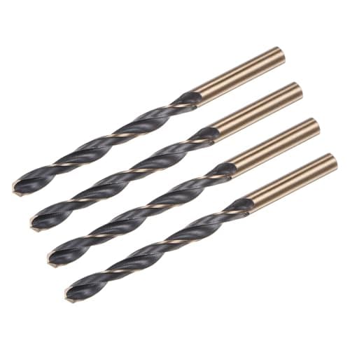 Image of sourcing map 4pcs Jobber Drill Bits 7mm (0.276") Black Nitride & Gold Titanium Coated M2 High Speed Steel (HSS) Twist Drill Bits for Stainless Steel Aluminum Alloy Metal
