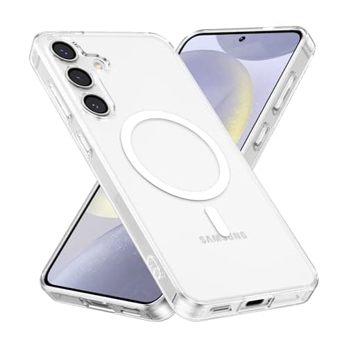 Image of RALEAVO for Samsung Galaxy S25 5G Case, Magnetic Crystal Clear Case Cover Compatible with MagSafe, Shockproof Military-Grade Protection Bumper Phone Case for Samsung S25, Clear (Magnetic)