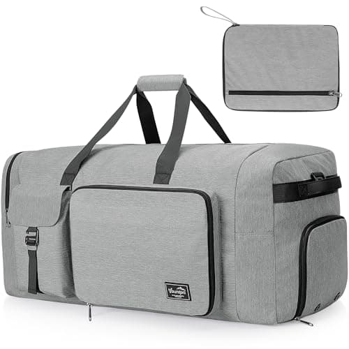 Image of YOUNGOA 120L Foldable Travel Duffel Bag for Men & Women, Large Holdall Bag with Shoe Compartment, Lightweight Overnight Weekend Duffle Luggage Bag for Travel, Grey