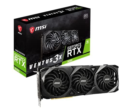 Image of msi Gaming GeForce RTX 3080 LHR 10GB GDRR6X 320-Bit HDMI/DP Nvlink Torx Fan 3 Ampere Architecture OC Graphics Card (RTX 3080 Ventus 3X 10G OC LHR)