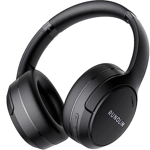 Image of RUNOLIM Hybrid Active Noise Cancelling Headphones, Wireless Over Ear Bluetooth Headphones with Microphone, 70H Playtime, Foldable Wireless Headphones with HiFi Audio, Deep Bass for Home Travel Office