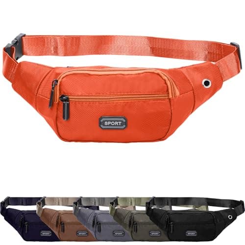 Image of Bumbags for Men, Fanny Pack for Men with Adjustable Belt, 3-Zipper Pockets, Large Capacity, Lightweight Waist Bag Suitable for Daily Use (Orange)