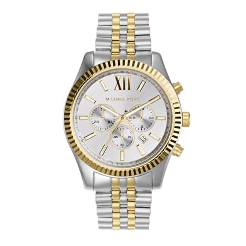 Image of Michael Kors Lexington Chronograph with Silver and Gold Tone Stainless Steel Strap for Men MK8344