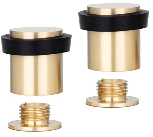 Image of EVI | Pack 2X Door Stop | 20x25mm | Threaded Base | Natural Silicone Rubber | Matte Finished Brass | Includes Screw + Fastening Plug | Model I-180-CB