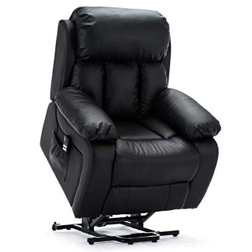 Image of More4Homes CHESTER DUAL MOTOR ELECTRIC RISER RECLINER ARMCHAIR MOBILITY BONDED LEATHER MASSAGE HEATED CHAIR (Black)