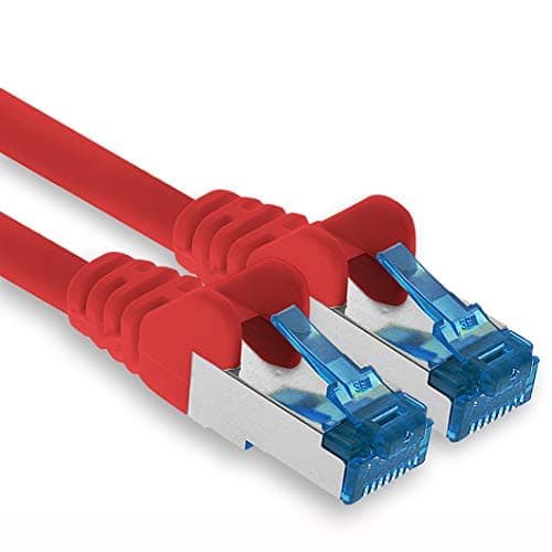 Image of 1aTTack.de Patch cable - 15m Ethernet, network, LAN cable CAT6a (for gigabit networks, routers, switches, modems with RJ45 input - red)