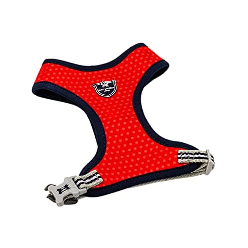 Image of HUGO & HUDSON Dog Harness No Pull Adjustable Fabric Rear Buckle Pet Vest, Red & Coral Polka Dot, L