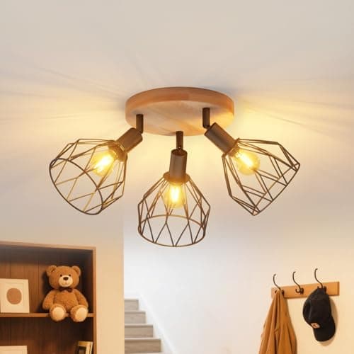 Image of LVWIT Black Ceiling Light,Spot Light Fittings Ceilings,Wall Kitchen Lights with E14,Adjustable 3 Way Spotlights,Industrial Wall Lights,Ceiling Lights for Living Room