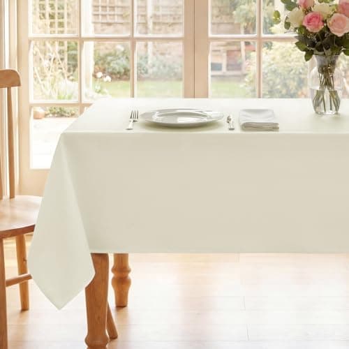 Image of Romanstile cream Table Cloth Christmas Tablecloths wipeable Rectangular,washable Tablecloth water resistant,Table Cover for Xmas Party Birthday Picnic BBQ dining table 55x78 inch,140x200 cm