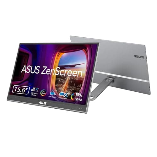 Image of ASUS ZenScreen OLED MQ16AHE portable monitor – 16 inch FHD (1920 x 1080) 100% DCI-P3, 1 ms Response Time, HDR-10, USB Type-C, Mini HDMI , Proximity Sensor, 360° kickstand, Flicker Free, Low Blue Light